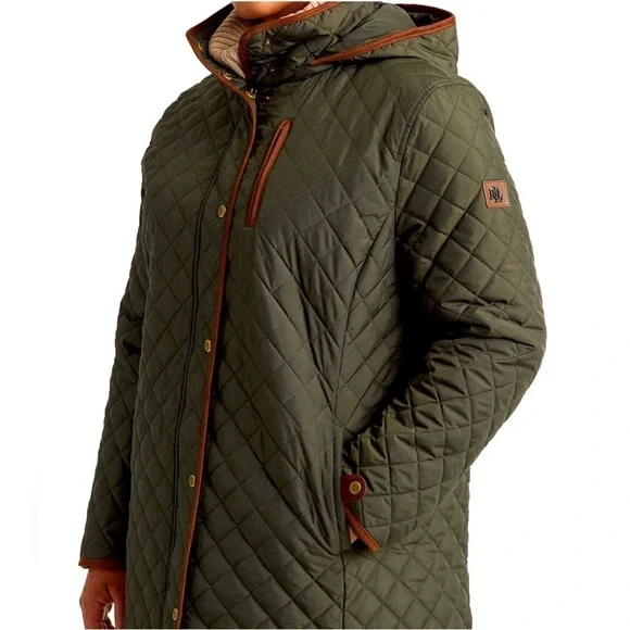 Ralph Lauren Diamond quilt jacket with faux leather trim XL NWT - Picture 3 of 17